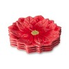 Certified International (Set of 4) 9" Winter Blooms 3D Poinsettia Dessert Plates - 2 of 4