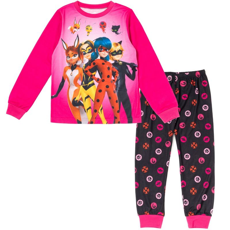 Miraculous Vesperia Rena Rouge Cat Noir Girls Pajama Shirt and Pants Sleep Set Little Kid to Big Kid , 1 of 9