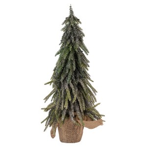Northlight 1.7 FT Downswpt Glittered Pine Tree in Burlap Base - Unlit - 1 of 4