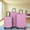Gulches 3 Piece Luggage Sets ABS Lightweight Suitcase with Two Hooks, Spinner Wheels, TSA Lock, (20/24/28) PINK - 2 of 4