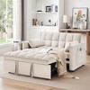 TiranisuBest 3-in-1 Convertible Sleeper Beige Sofa Bed, Velvet Futon Couch with Adjustable Backrest, Side Pocket & Pull-Out Function for Living Room - 2 of 4