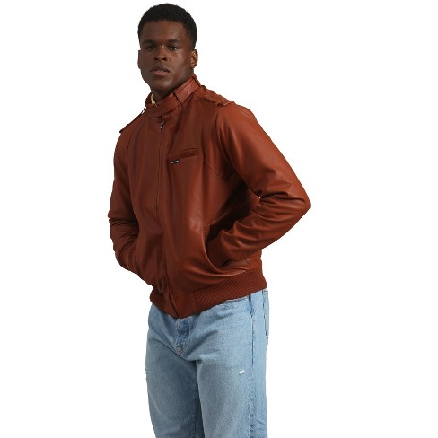 Members Only Men's Faux Leather Iconic Racer Jacket - Cognac - 2x