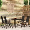 vidaXL Garden Dining Set Black Powder-coated steel, glass, PE Rattan - 55.1" table length 4 - 2 of 4