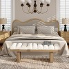 TiramisuBest Waterfall Entryway Bench - Beige Wood & Fabric, 52"W, 17.5x52x18 Inches - 3 of 4