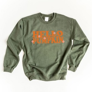 Simply Sage Market Women's Graphic Sweatshirt Hello Pumpkin Flowers - 1 of 4