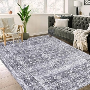 Washable Vintage Style Area Rug, Classic Decorative Non-Slip Foldable Carpet for Entryway, Bedroom - 1 of 4