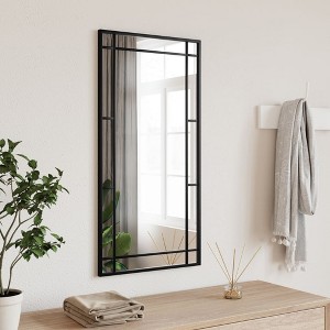 vidaXL Black Wall Mounted Mirror - 15.7"x31.5" - Rectangular Shape with Powder-Coated Iron Frame for Living Room, Bedroom, Bathroom, Hallway - 1 of 4