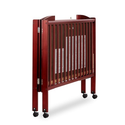 Cherry Full-Size Folding Crib with Locking Wheels and Teething Guard