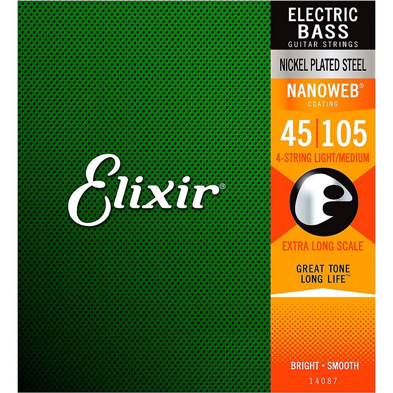 Elixir Nickel-Plated Steel 4-String Bass Strings with NANOWEB Coating, Extra Long Scale, Light/Medium (.045-.105), 3 of 4