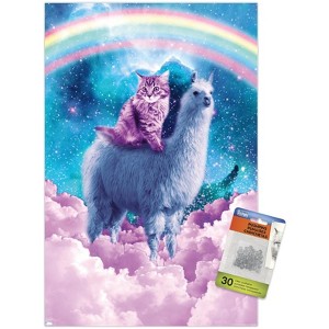 Trends International James Booker - Rainbow Llama Cat Clouds Unframed Wall Poster Prints - 1 of 4