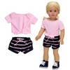 Sophia’s 2 Piece Summer Outfit with Tie Front Tee and Striped Shorts for 18" Dolls, Pink/Navy - 3 of 4