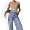 Anna-Kaci Women's Short Sleeve Sweetheart Neckline Bodysuit with Slim Fit and Stretch Fabric - 2 of 4