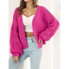 Womens Chunky Sweater Cardigan Open Front Cable Knit Sweater with Lantern Sleeve - 4 of 4