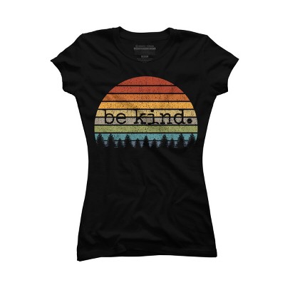 Junior's Design By Humans Uplifting Retro Sun Vintage Be Kind Happy Positive Gift By cssdru T-Shirt