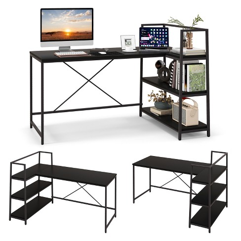 Homcom L-shaped Corner Home Office Computer Desk, Study Table Pc  Workstation With Storage Shelf, Space Saving : Target