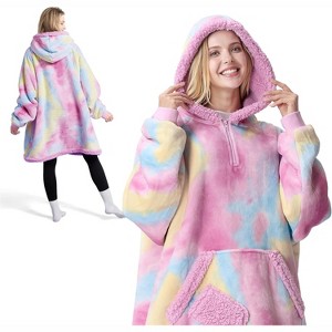Joyfy Wearable Blanket Hoodie for Kids Adults, Christmas Oversized Flannel Fleece Sweatshirt Blanket, Cozy Blanket Birthday Gift for Family Girls Boys - 1 of 4
