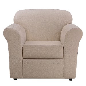 Ultimate Stretch Leather Chair Slipcover Pebbled Ivory - Sure Fit