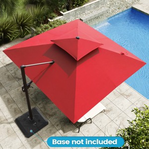 Crestlive Products 11FT Square Double Top Patio Offset Cantilever Umbrella With Base Set UV30+ Outdoor 360° Rotation 6 Heights Adjustable - 1 of 4