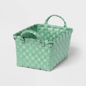 Woven Plastic Basket Small Green - Brightroom™ - 1 of 3