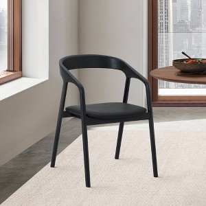 Armen Living Apache Dining Chair Black Oak Wood and Faux Leather - 1 of 4