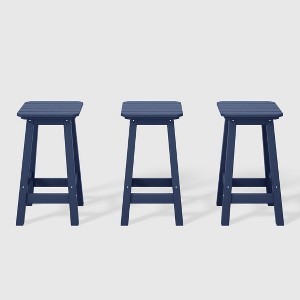 WestinTrends Malibu 24" All Weather Hdpe Outdoor Patio Square Backless Counter Stool (Set of 3) - 1 of 4