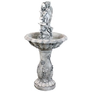 Sunnydaze Outdoor Polyresin Fairy Flower Solar Powered Water Fountain Feature with Battery Backup - 42" - 1 of 4