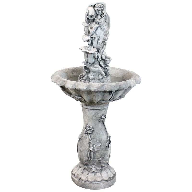 Sunnydaze Outdoor Polyresin Fairy Flower Solar Powered Water Fountain Feature with Battery Backup - 42", 1 of 15