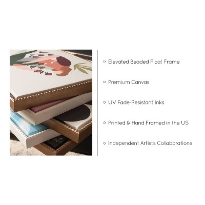 Sylvie Blue Floral Beaded Gold Framed Canvas Wall Art Set