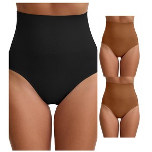 INSPIRE CHIC 3 Packs Women's High Waisted Tummy Control Shaping Briefs - 1 of 4