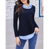 BLUEMING Womens Polo Shirts Color Block Faux Layering Shirts Plaid Shirts Teacher Shirts Everyday Tops - 4 of 4