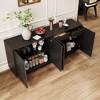 Okak Mid Century Wooden Buffet Sideboard Storage Cabinet with Metal Handles,Ash Veneer Pantry Cabinets for Dining Room,Kitchen - 4 of 4