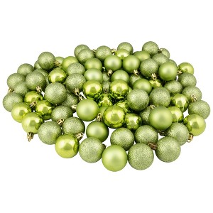 Northlight 96ct Shatterproof 4-Finish Christmas Ball Tree Ornament Set 1.5" - Kiwi Green - 1 of 3