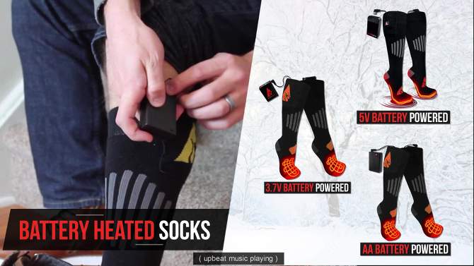 ActionHeat Cotton 3.7V Rechargeable Heated Socks - Black XXL, 2 of 11, play video
