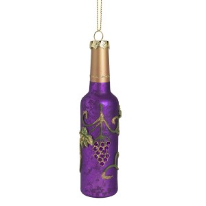 NORTHLIGHT 6" Mercury Finish Wine Bottle Christmas Glass Ornament - Purple - 1 of 4