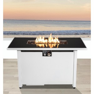 25 inch H x 42 inch W Steel Outdoor Fire Pit Table with Lid - 1 of 4