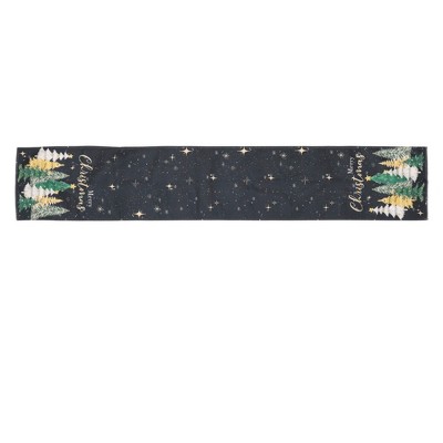 Unique Bargains Christmas Table Runner Pink Gold Tone White 72"x13" 1 Pc