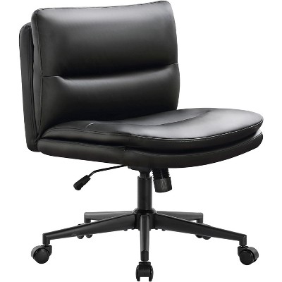 TiramisuBest Black PU Office Chair: Wheels, 120¡ã Rocking, Wide Seat & Easy Install
