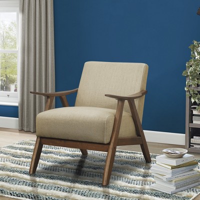 Modern Home Furniture Light Brown Fabric Upholstered 1pc Accent Chair Walnut Finish Wood