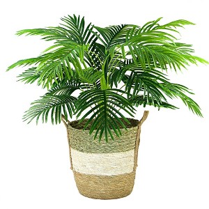 42" x 28" Artificial Palm Plant in Basket - LCG Florals: Indoor Faux Floor Plant, Polyester Greenery in Wicker Basket - 1 of 4