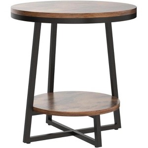 19.68in Industrial End Table with Storage Shelf,2-Tier Round Side Table for Small Spaces,Sturdy Nightstand, Bedside Table for Living Room & Bedroom - 1 of 1