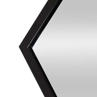 Elegant Hexagon Black Iron Wall Mirror, 31x22 Inch