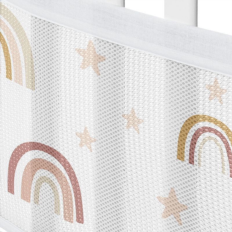 Sweet Jojo Designs + BreathableBaby Breathable Mesh Crib Liner Girl Boho Rainbow Pink Gold and Taupe, 5 of 6