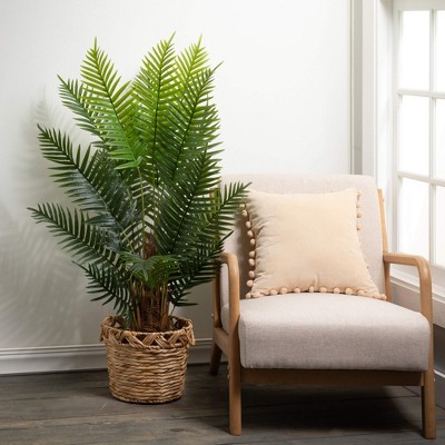 51" Green Plastic Potted Palm Floor Plant