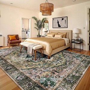 AMERLIFE Area Rug, Machine Washable Vintage Carpet with Non-Slip Backing, Soft Rug for Living Room, Bedroom, Hallway Use - 1 of 4