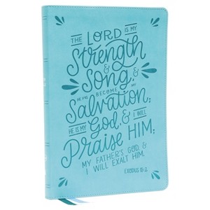 Nkjv, Thinline Bible, Verse Art Cover Collection, Leathersoft, Teal, Red Letter, Thumb Indexed, Comfort Print - by  Thomas Nelson (Leather Bound) - 1 of 1