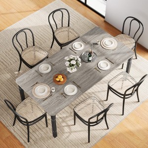 78'' Large Industrial Dining Table for 6 with Heavy Duty Metal Legs & Chamfer Corner for Dining Room, Kitchen and Living Room - 1 of 4