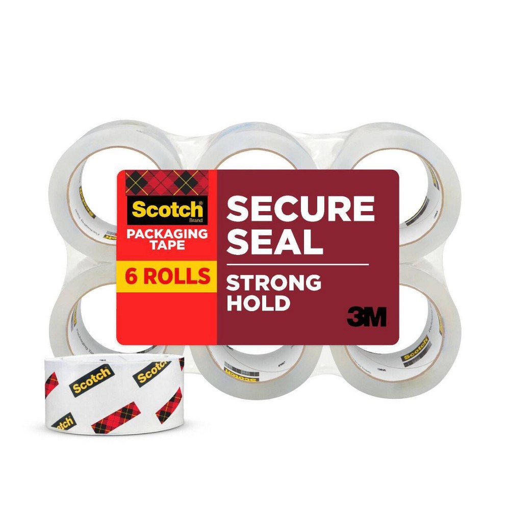Scotch Secure Seal Clear Packaging Tape 6pk