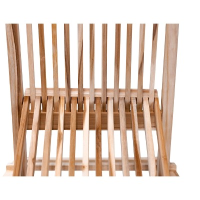 Nordic Teak Brown Armless Folding Patio Chair