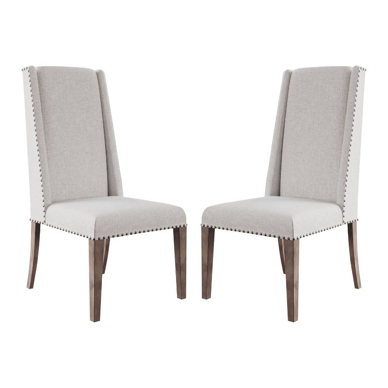 Set of 2 Marjorie Acacia Upholstered Dining Chair Cream/Gray - Abbyson Living, 1 of 8