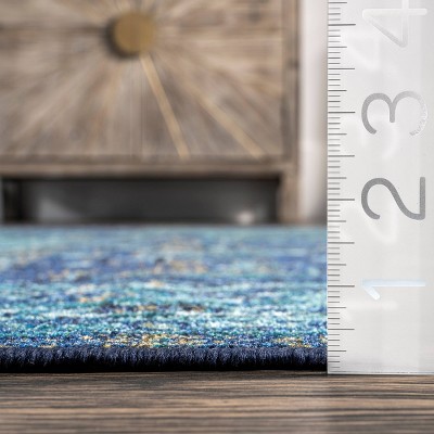 Reversible Blue Synthetic Vintage Persian Area Rug